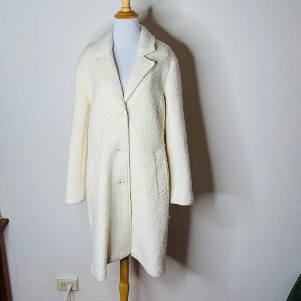 Abercrombie Ivory Wool Blend Dad Coat